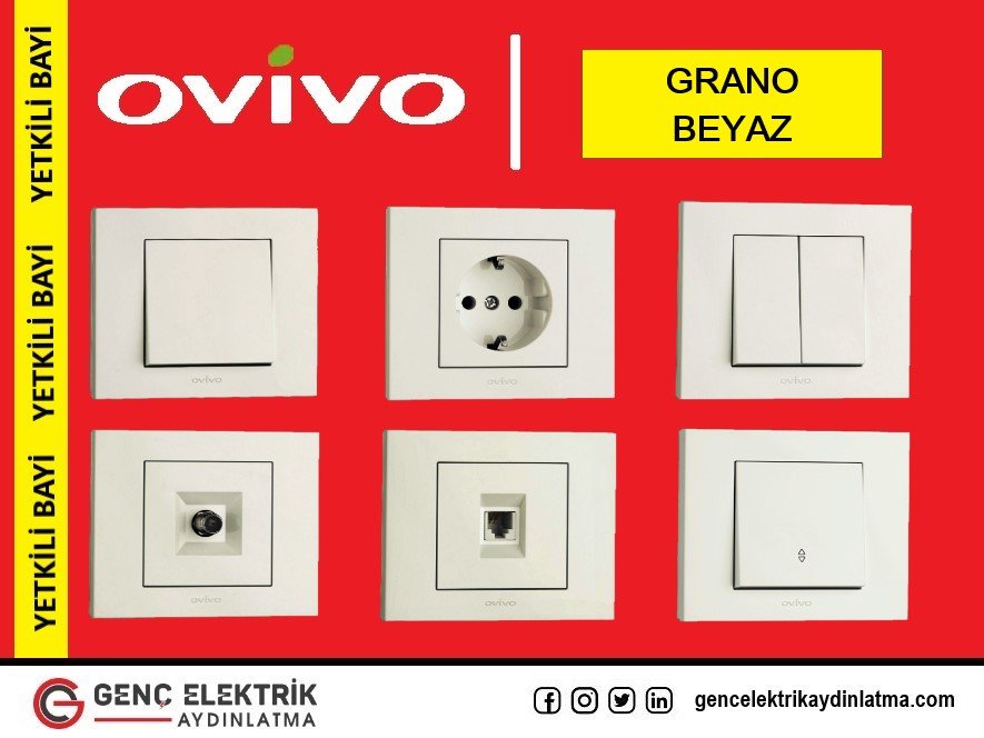 Ovivo Grano Beyaz Anahtar Ve Priz Serisi