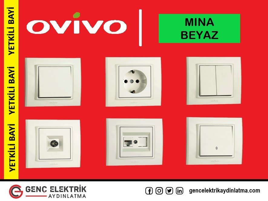 Ovivo Mina Beyaz Anahtar Ve Priz Serisi