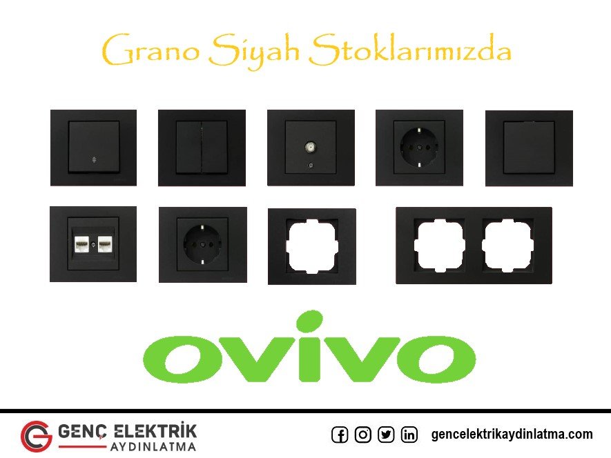 Ovivo Grano Metalik Siyah Anahtar Ve Priz Serisi